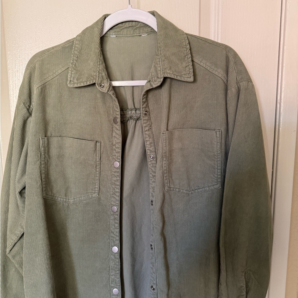 Zara Corduroy Shirt,Olive Green, Medium size